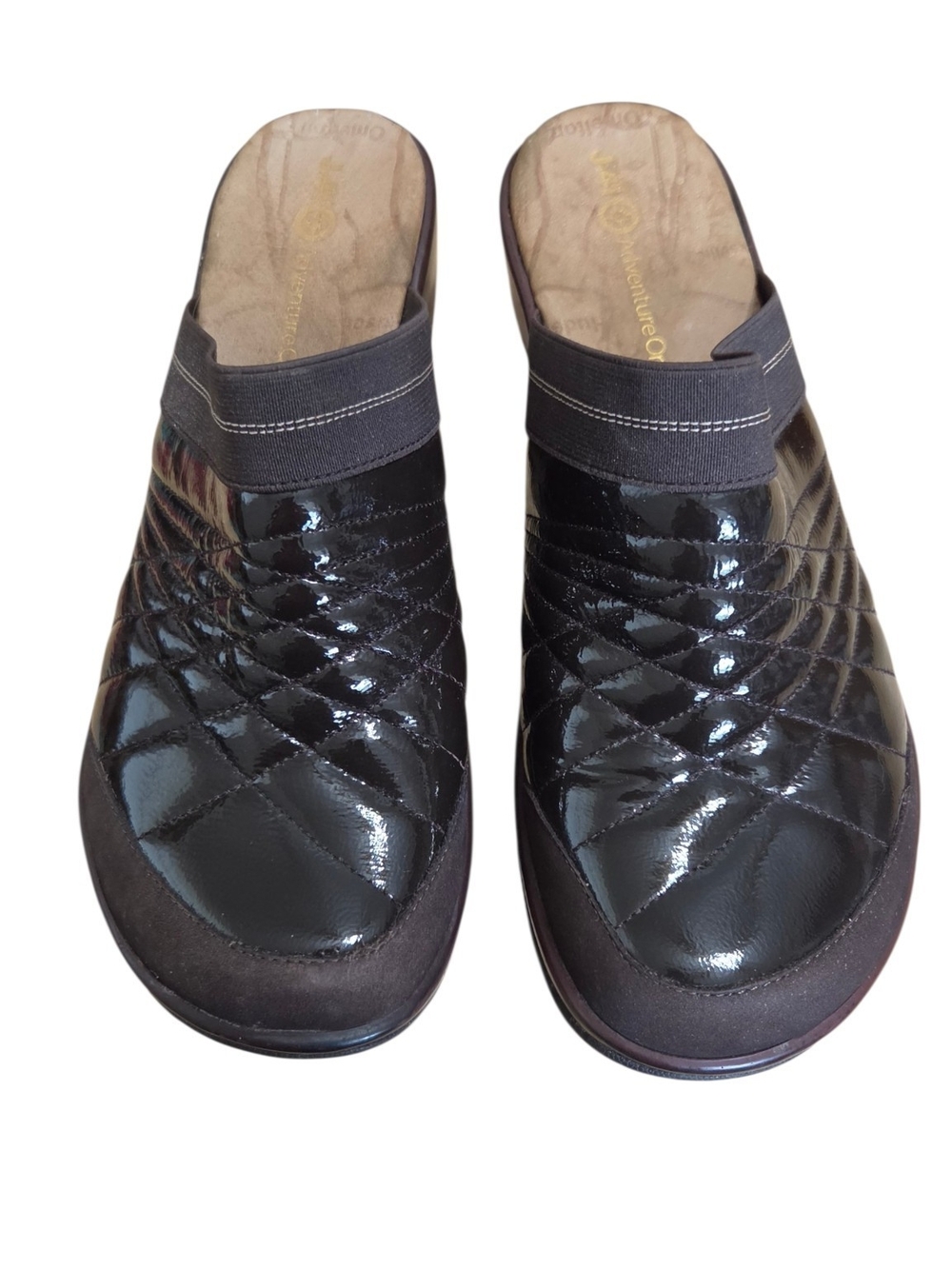 Women’s Quilted Patent Slip-On Clog in Brown